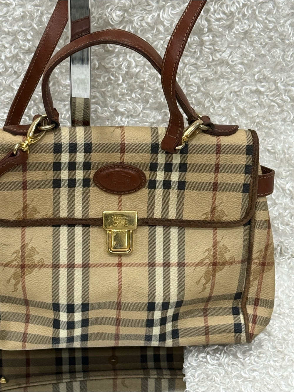 Burberry Haymarket Check Top Handle Bag - Picture 4 of 16